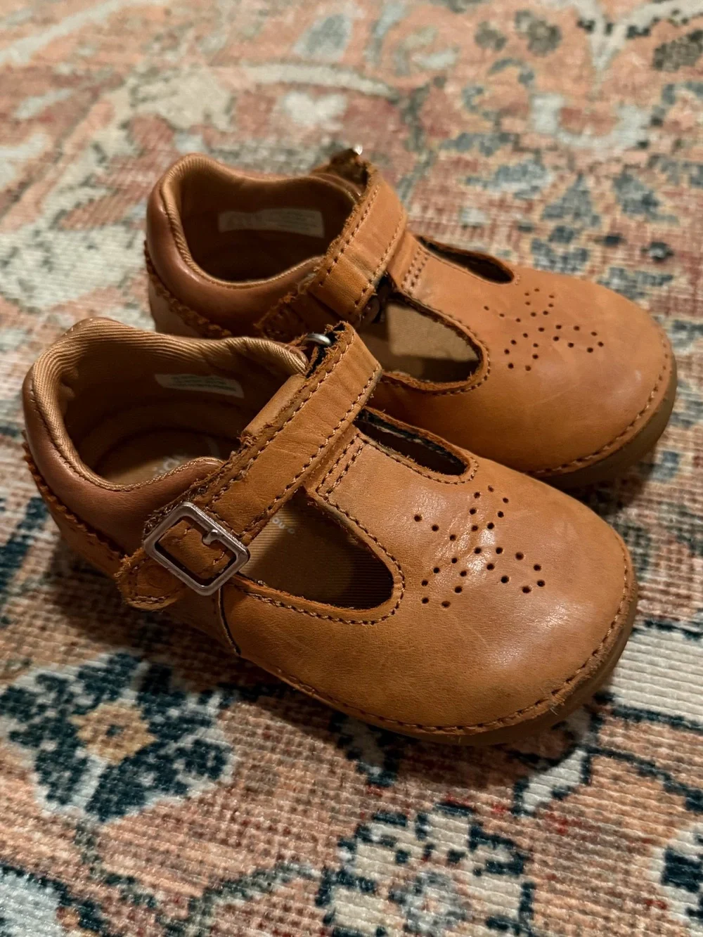 Toddler Stride Rite Mary Janes in Cognac